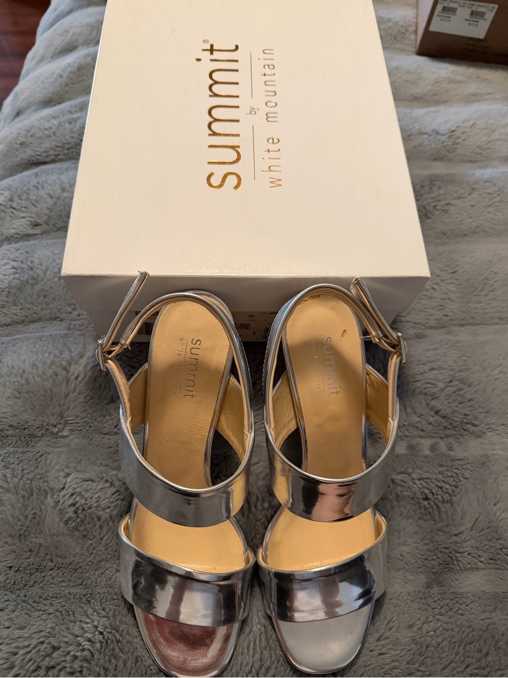 Silver Metallic Slingback Sandals